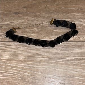 Plastic Black Flower Choker